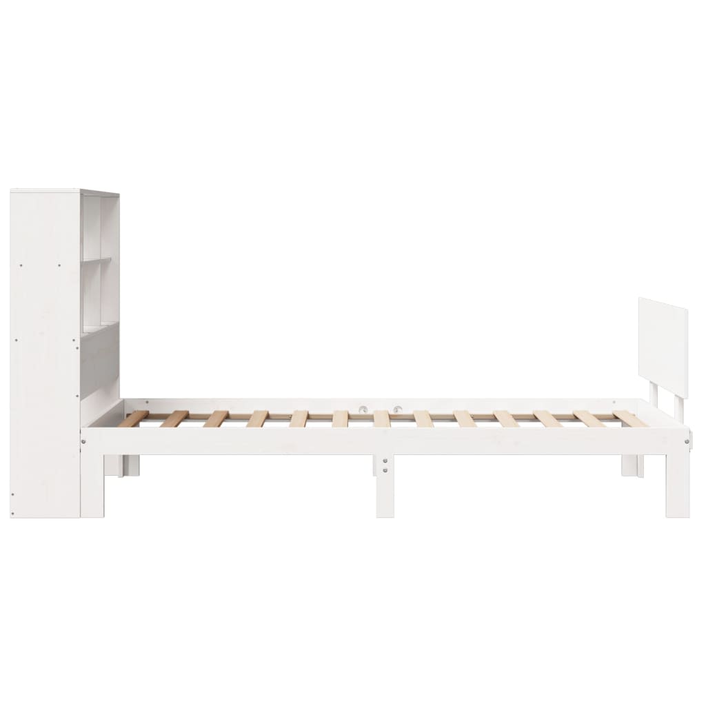 Cama com estante sem colchão 90x200 cm pinho maciço branco