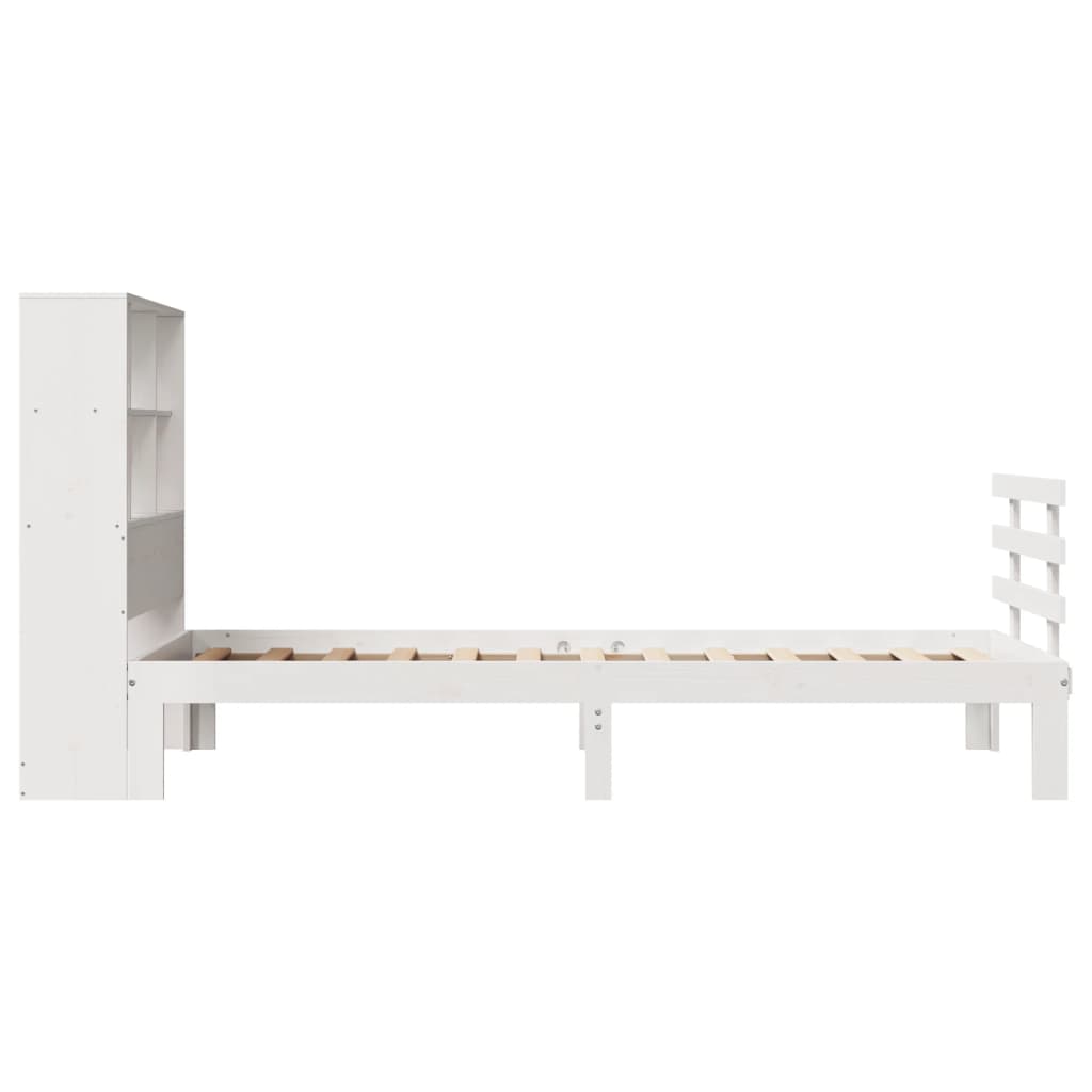 Cama com estante sem colchão 90x200 cm pinho maciço branco