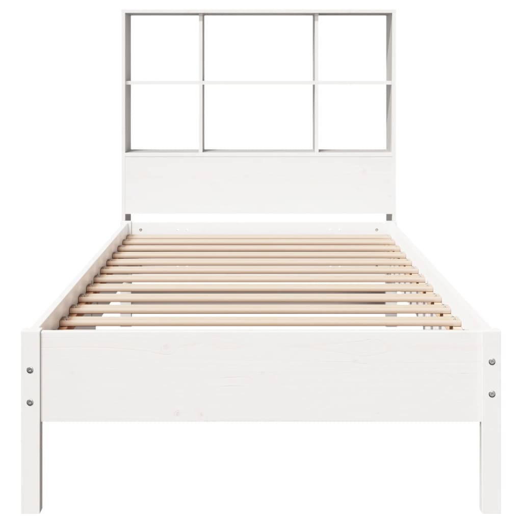 Cama com estante sem colchão 90x200 cm pinho maciço branco