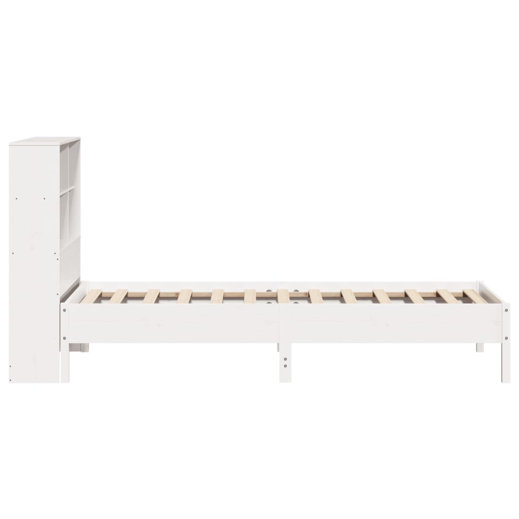 Cama com estante sem colchão 90x200 cm pinho maciço branco
