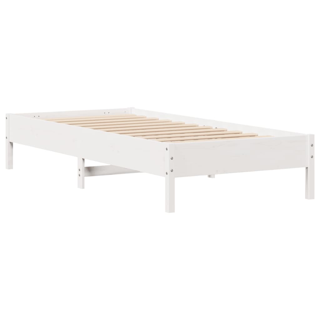Cama com estante sem colchão 90x200 cm pinho maciço branco