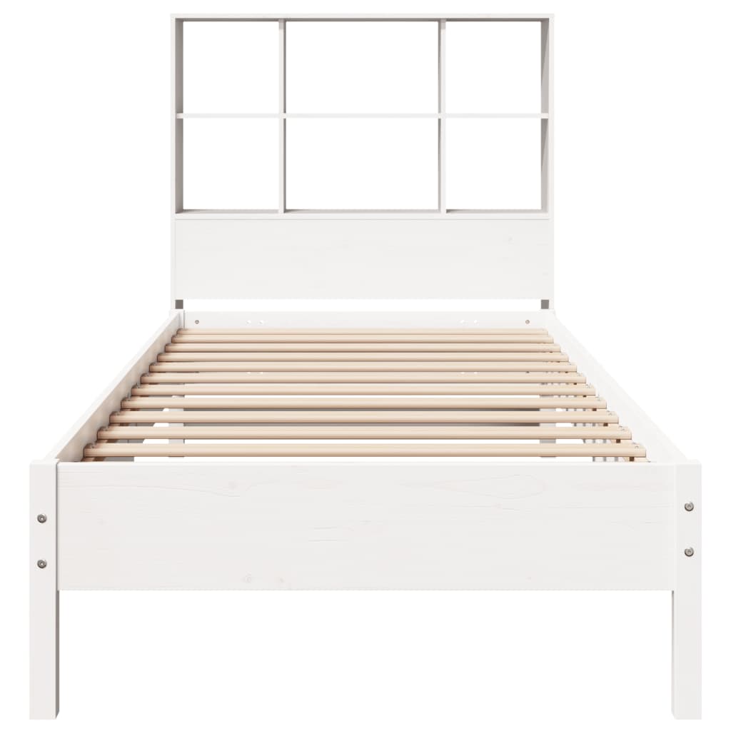 Cama com estante sem colchão 90x190 cm pinho maciço branco