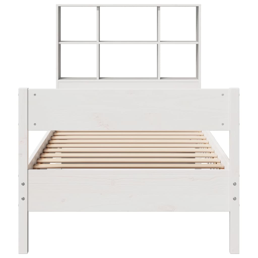 Cama com estante sem colchão 90x200 cm pinho maciço branco