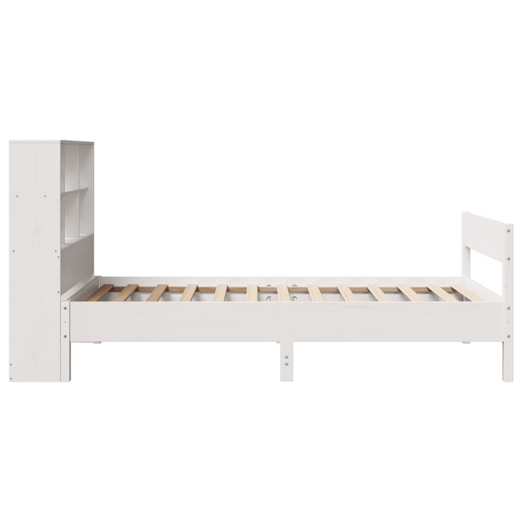 Cama com estante sem colchão 90x200 cm pinho maciço branco