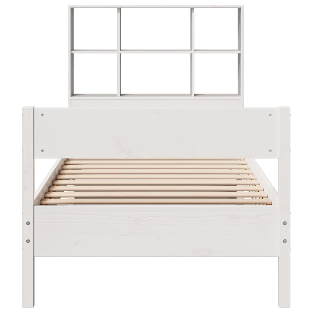 Cama com estante sem colchão 90x190 cm pinho maciço branco