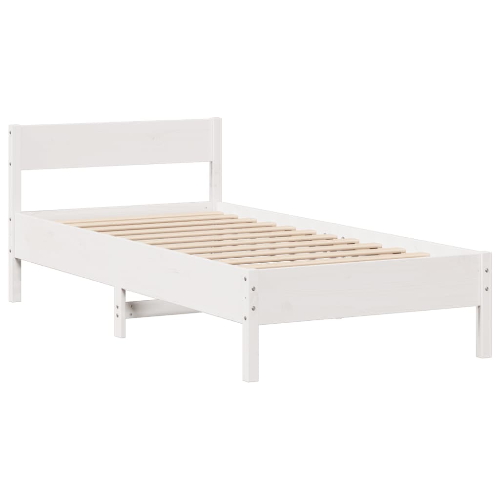 Cama com estante sem colchão 90x190 cm pinho maciço branco