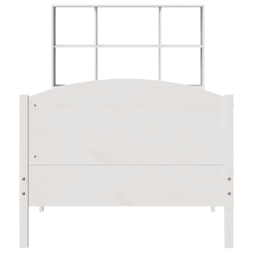 Cama com estante sem colchão 90x200 cm pinho maciço branco