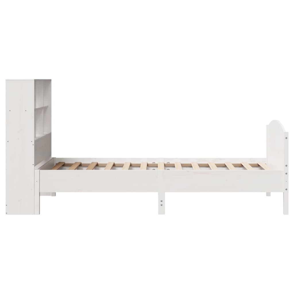 Cama com estante sem colchão 90x200 cm pinho maciço branco