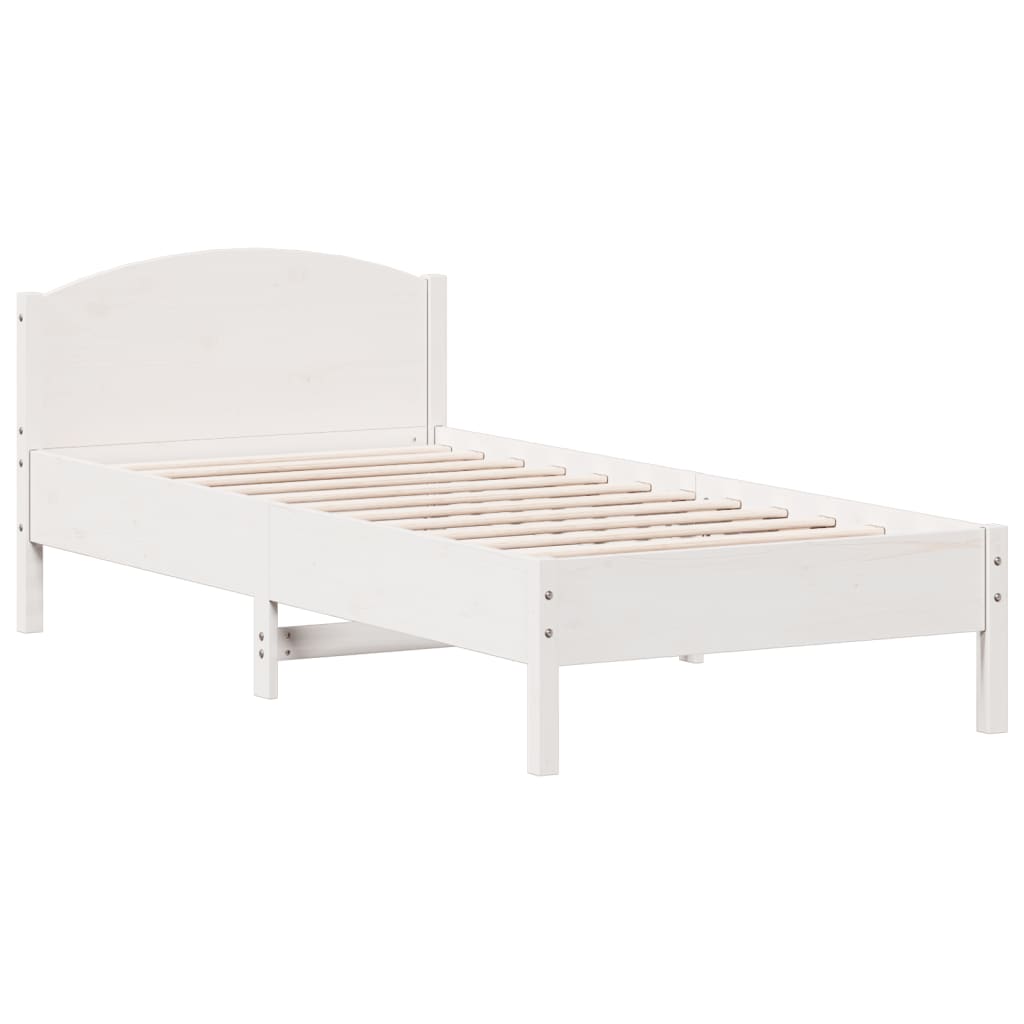 Cama com estante sem colchão 90x200 cm pinho maciço branco