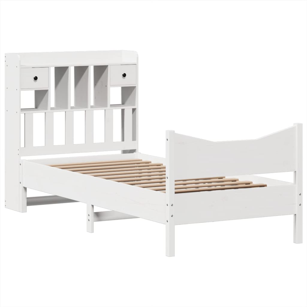 Cama sem colchão 75x190 cm madeira de pinho maciça branco