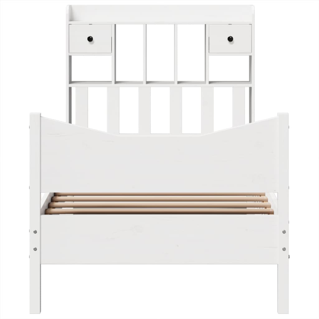 Cama sem colchão 75x190 cm madeira de pinho maciça branco