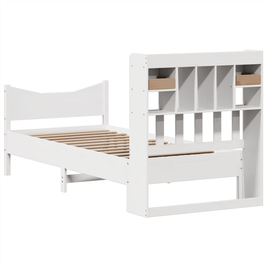 Cama sem colchão 75x190 cm madeira de pinho maciça branco