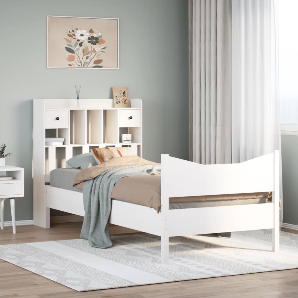 Cama sem colchão 75x190 cm madeira de pinho maciça branco