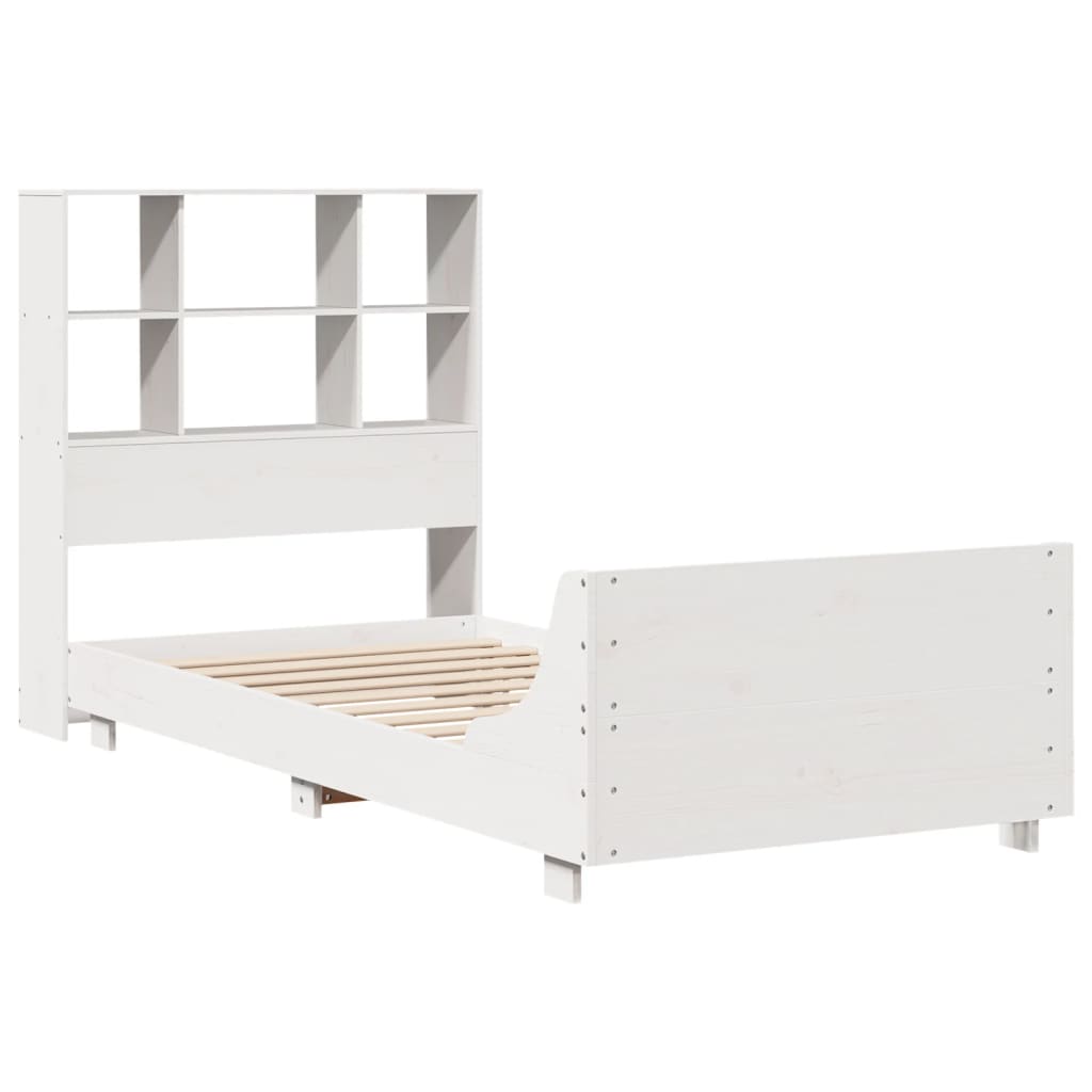 Cama sem colchão 90x200 cm madeira de pinho maciça branco