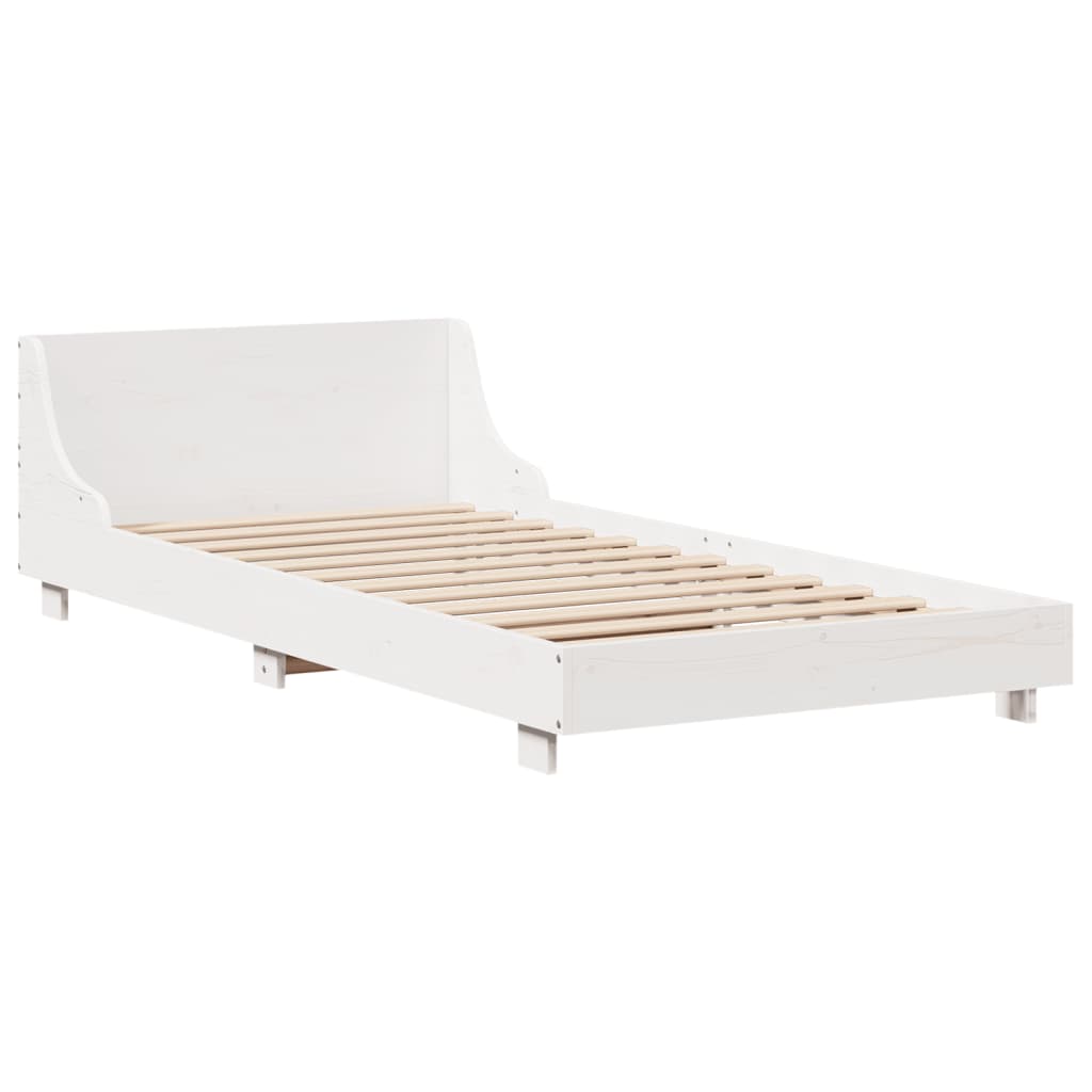 Cama sem colchão 90x200 cm madeira de pinho maciça branco