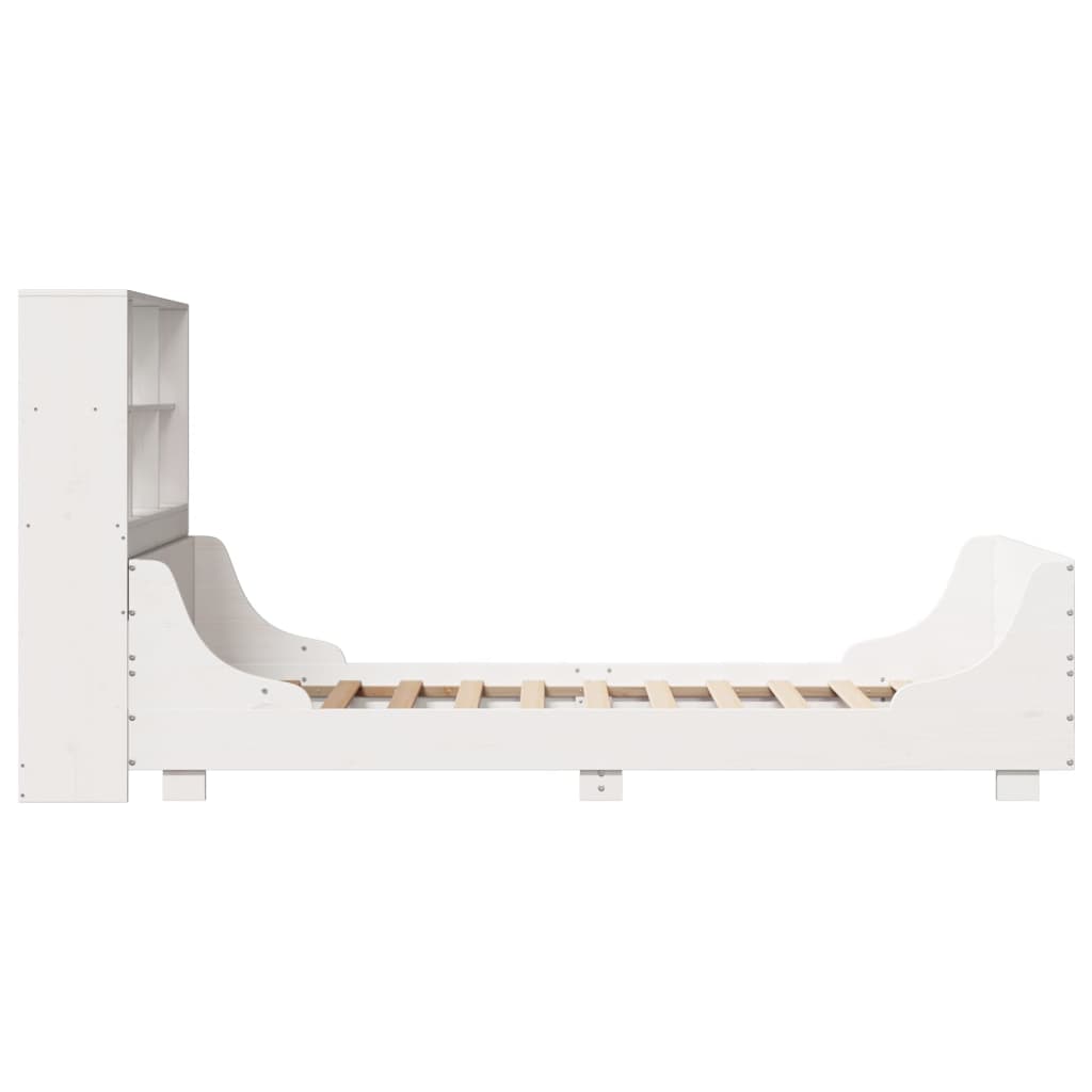 Cama com estante sem colchão 90x200 cm madeira maciça branco