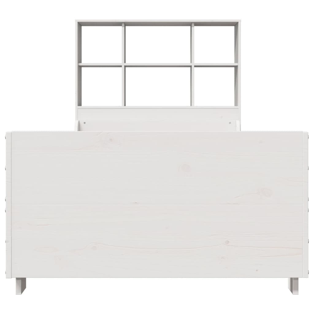 Cama com estante sem colchão 90x190 cm madeira maciça branco