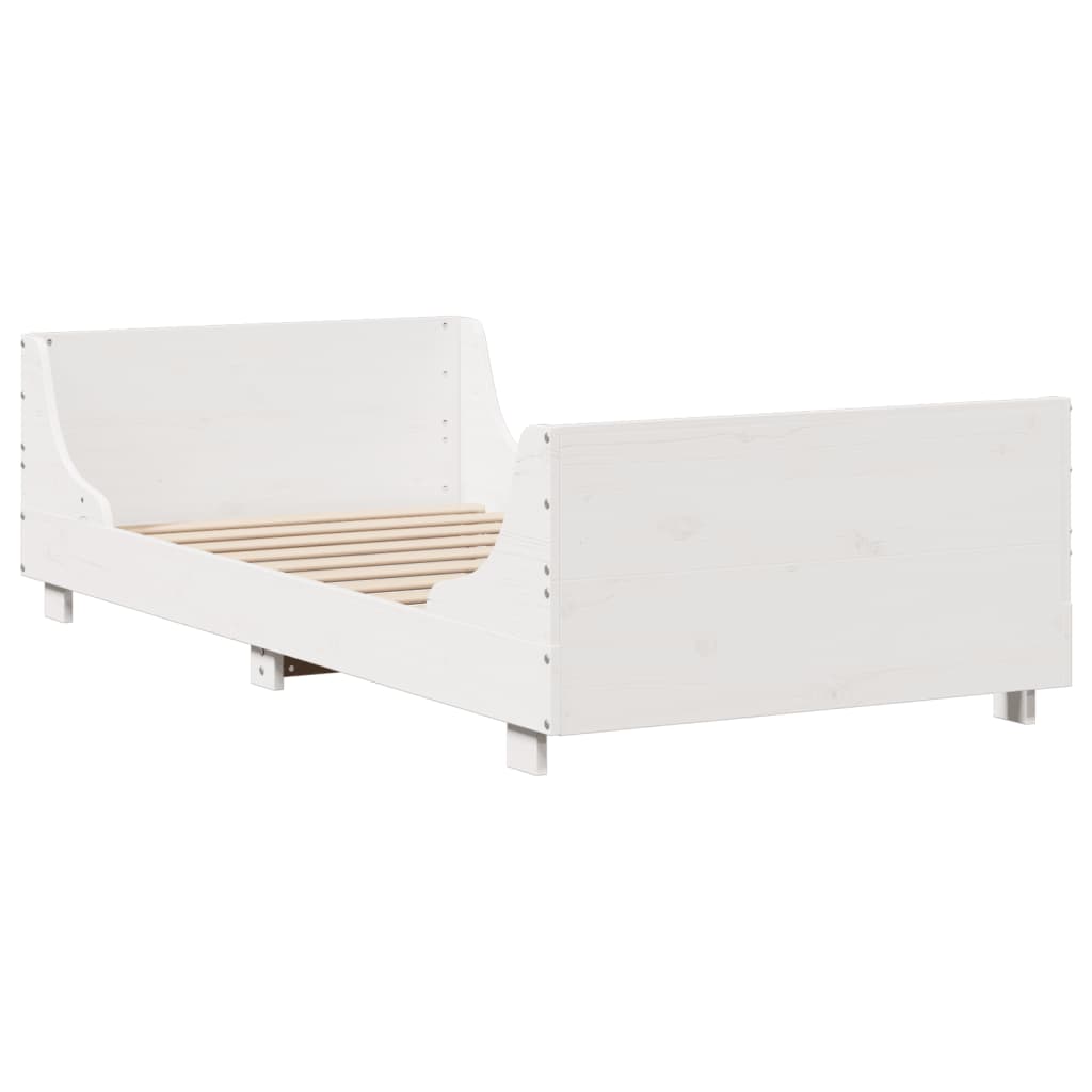 Cama com estante sem colchão 90x190 cm madeira maciça branco