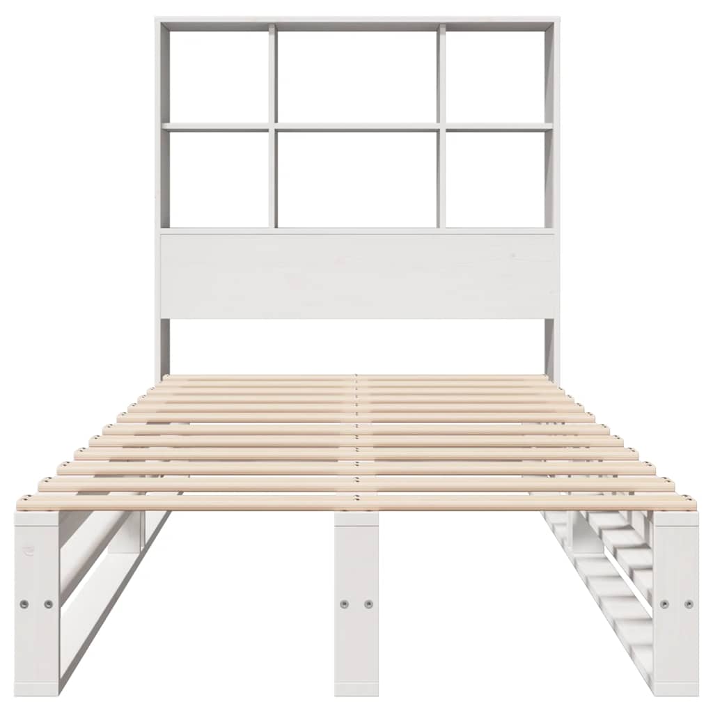 Cama com estante sem colchão 90x190 cm madeira maciça branco