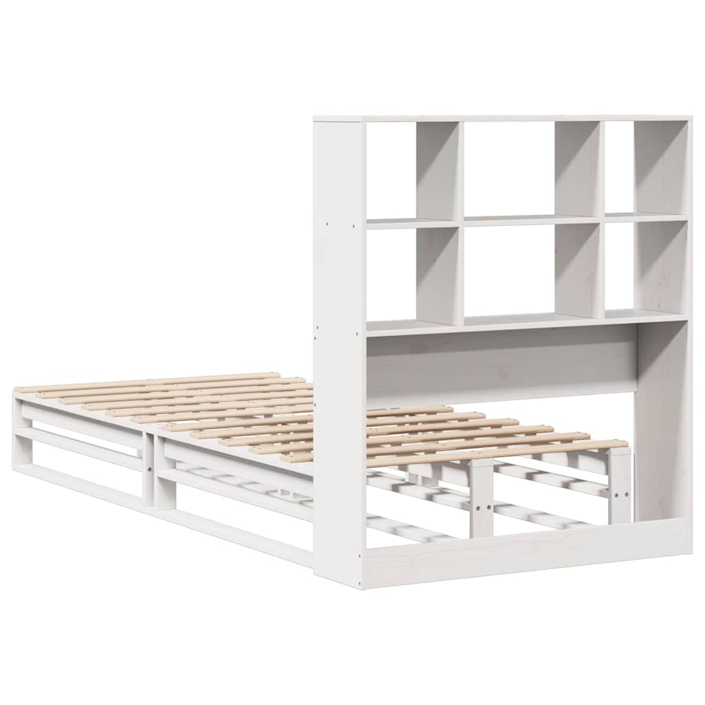 Cama com estante sem colchão 90x190 cm madeira maciça branco