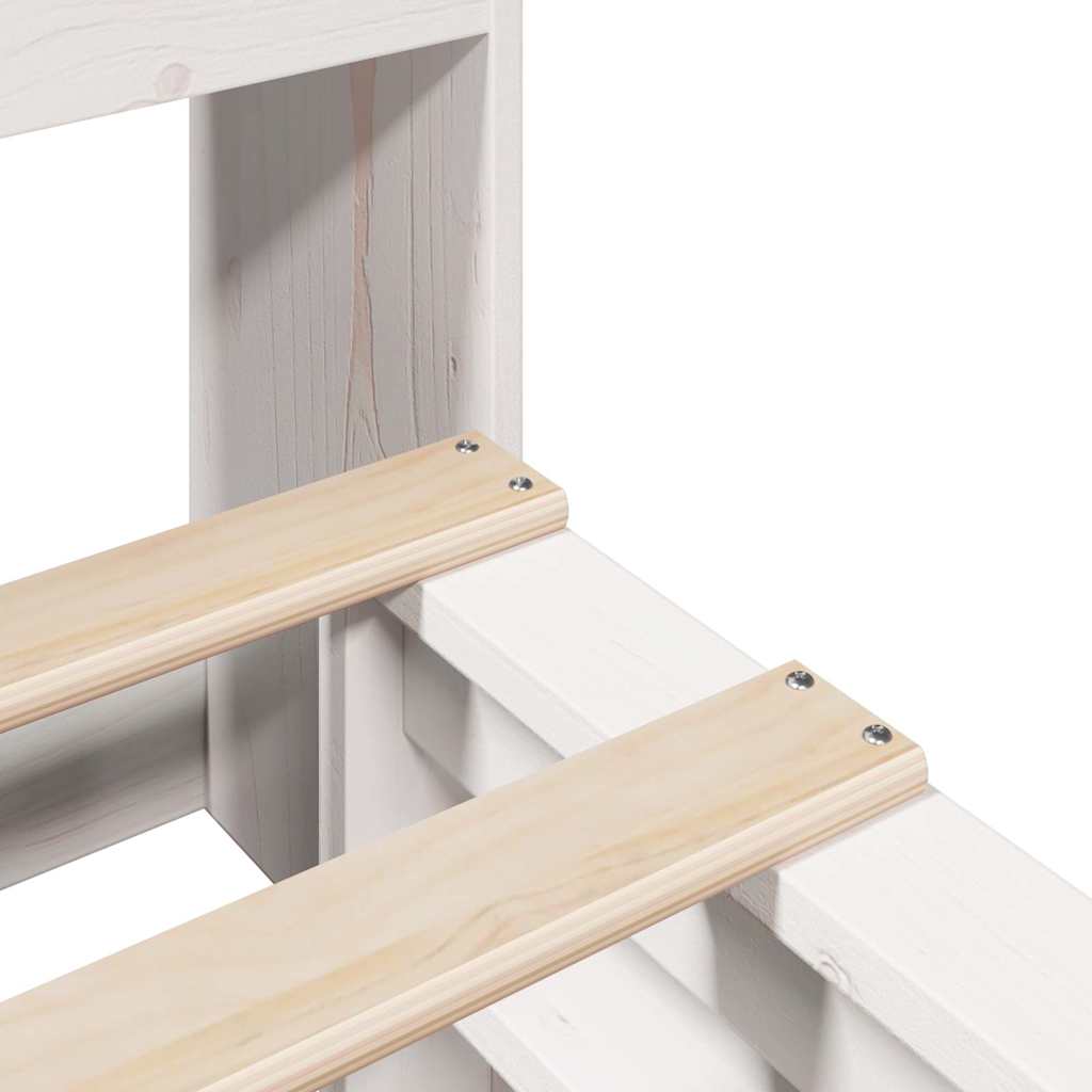 Cama com estante sem colchão 90x190 cm madeira maciça branco