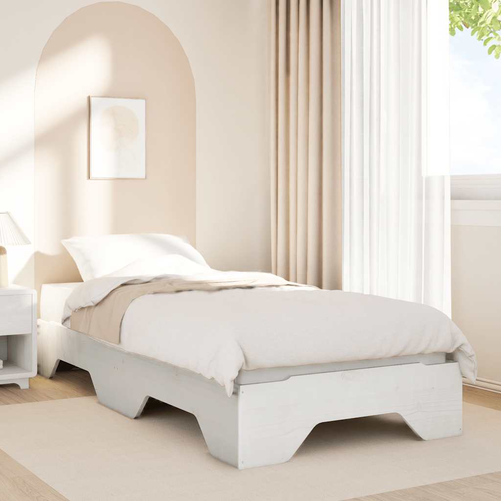 Cama sem colchão empilháveis 90x190 cm madeira maciça branco