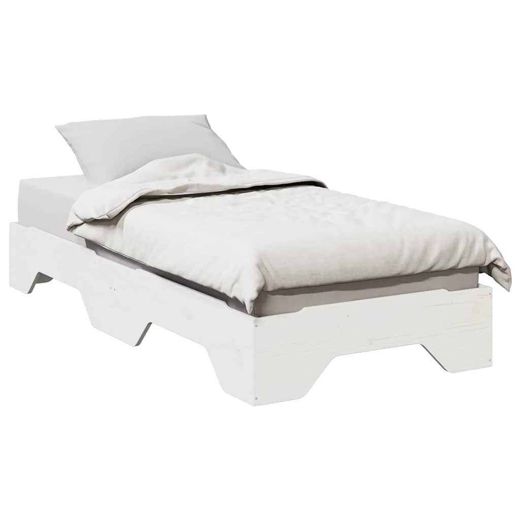 Cama sem colchão empilháveis 90x190 cm madeira maciça branco