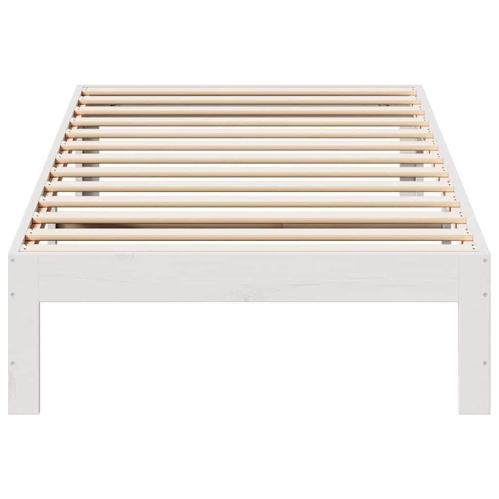 Estrutura de cama sem colchão 80x200 cm pinho maciço branco