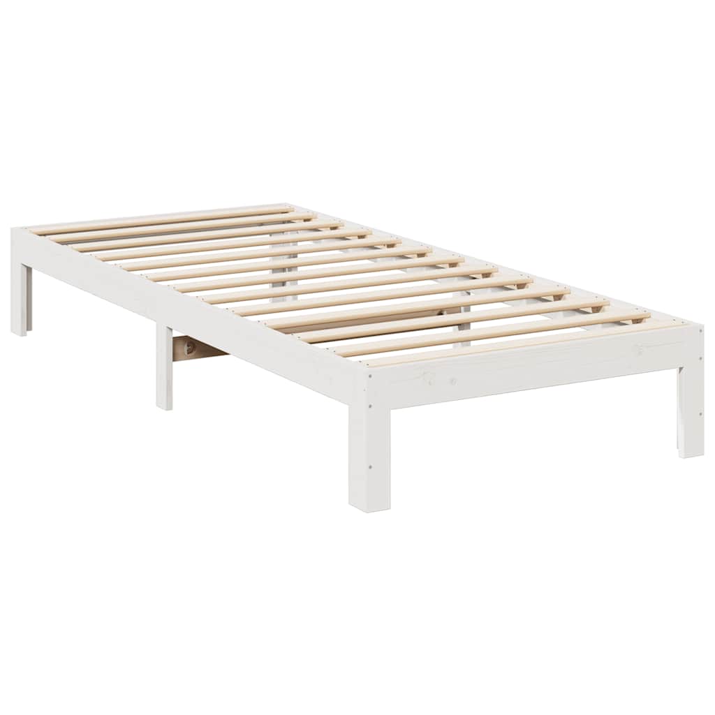 Estrutura de cama sem colchão 80x200 cm pinho maciço branco