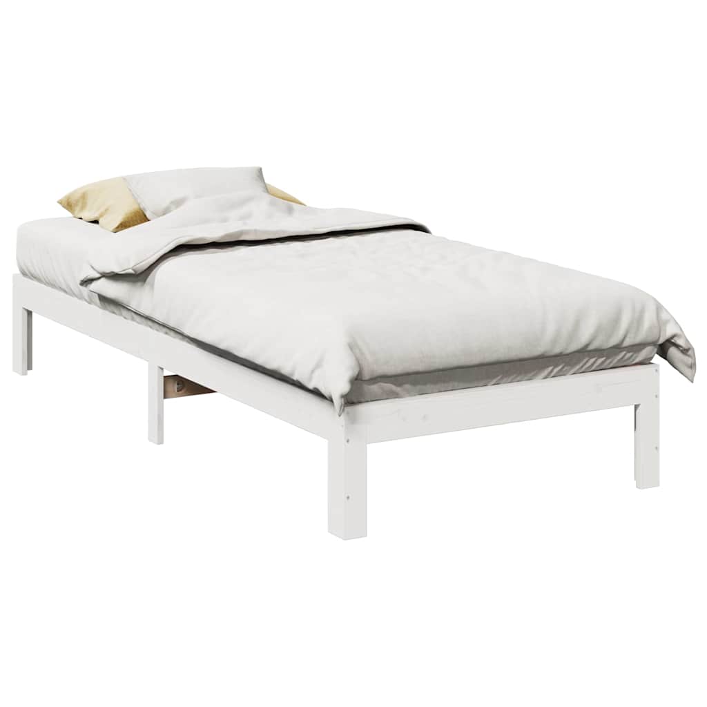 Estrutura de cama sem colchão 80x200 cm pinho maciço branco