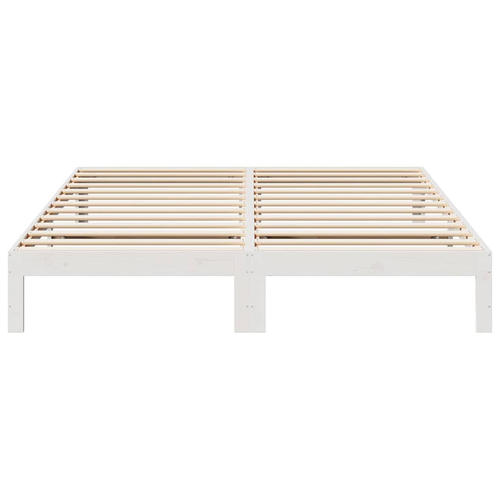 Cama sem colchão 160x200 cm madeira de pinho maciça branco