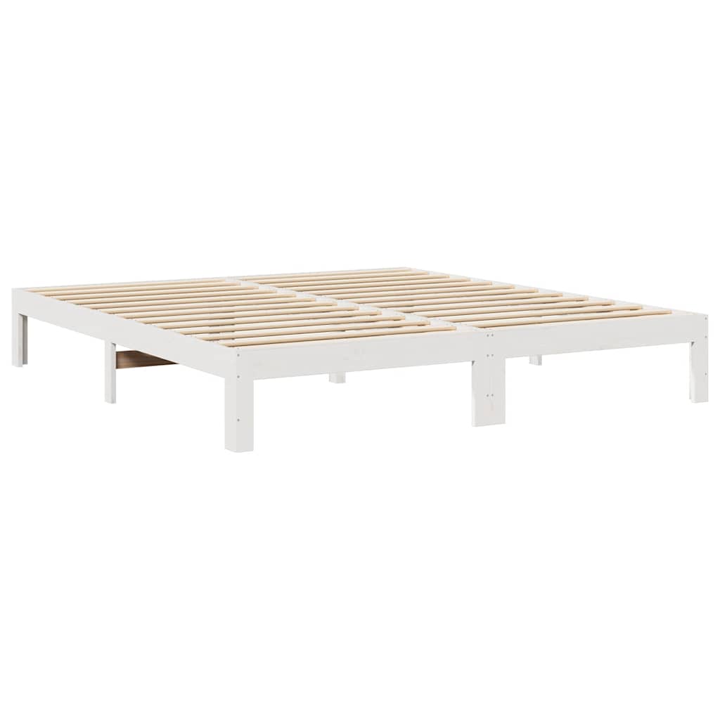 Cama sem colchão 180x200 cm madeira de pinho maciça branco