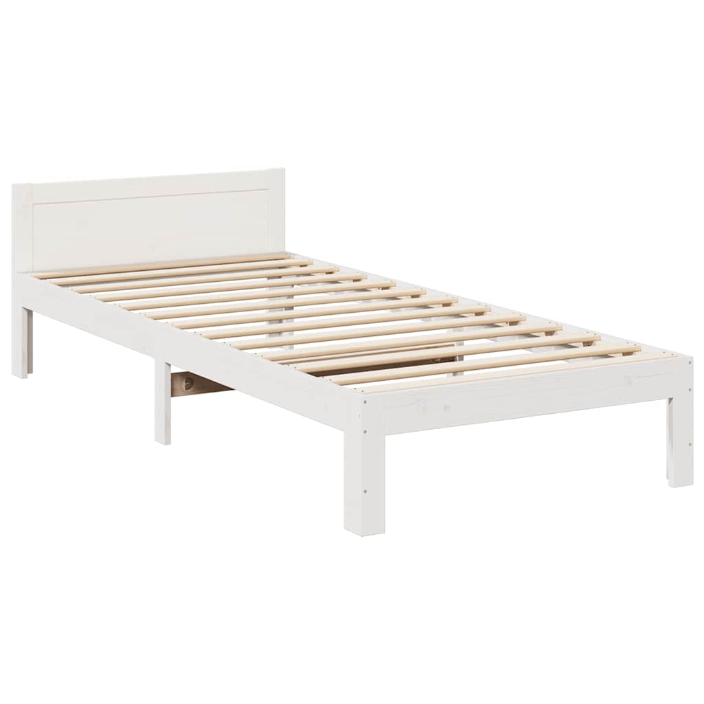 Estrutura de cama sem colchão 80x200 cm pinho maciço branco