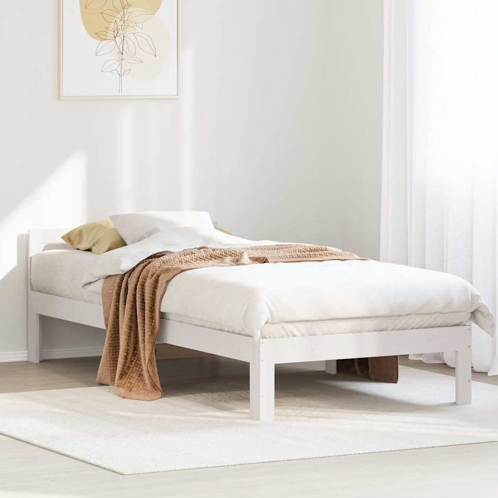 Estrutura de cama sem colchão 80x200 cm pinho maciço branco