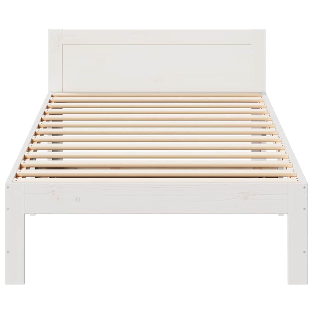 Estrutura de cama sem colchão 80x200 cm pinho maciço branco