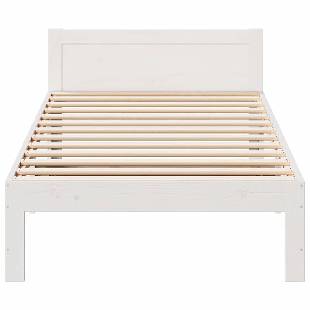 Cama sem colchão 90x200 cm madeira de pinho maciça branco