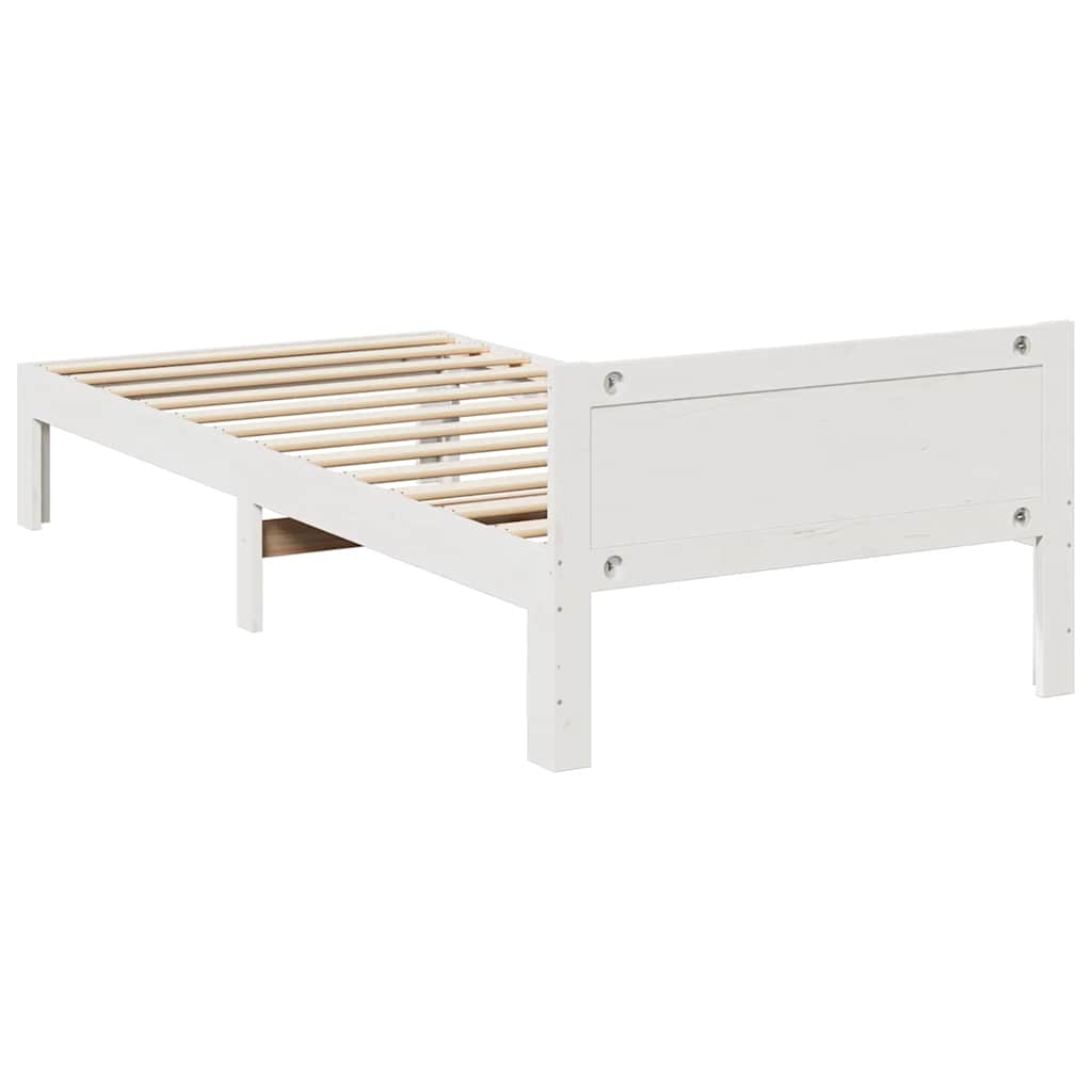 Cama sem colchão 90x200 cm madeira de pinho maciça branco