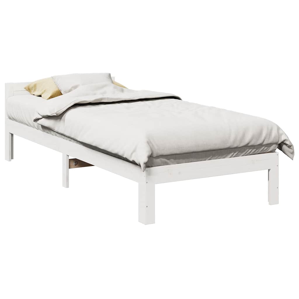 Cama sem colchão 90x200 cm madeira de pinho maciça branco