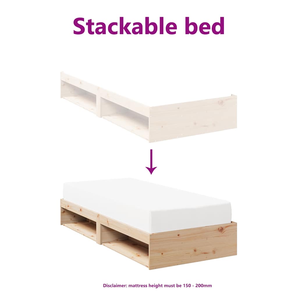 Espreguiçadeira sem colchão 75x190 cm pinho de madeira maciça