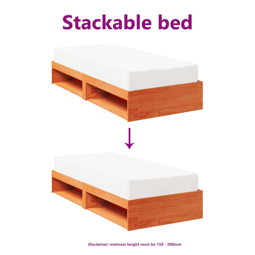 Espreguiçadeira sem colchão cera pinho madeira maciça castanho