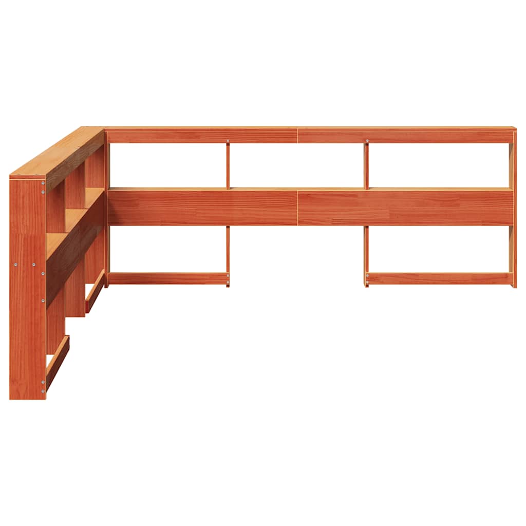 Estante cabeceira forma de L 180 cm pinho maciço castanho-mel