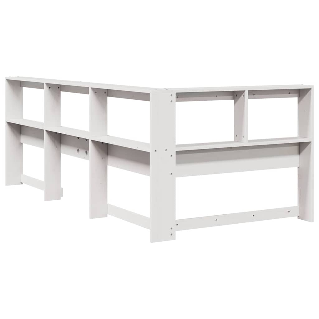 Estante cabeceira forma de L 80 cm madeira pinho maciça branco