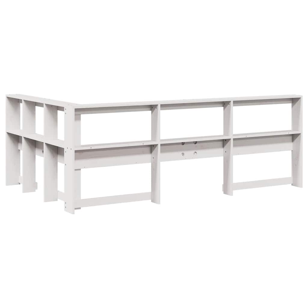 Estante cabeceira forma de L 120 cm madeira pinho maciça branco