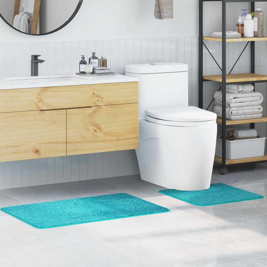 Conjunto de Tapetes de Banho Antiderrapantes 2 pcs Turquesa PP