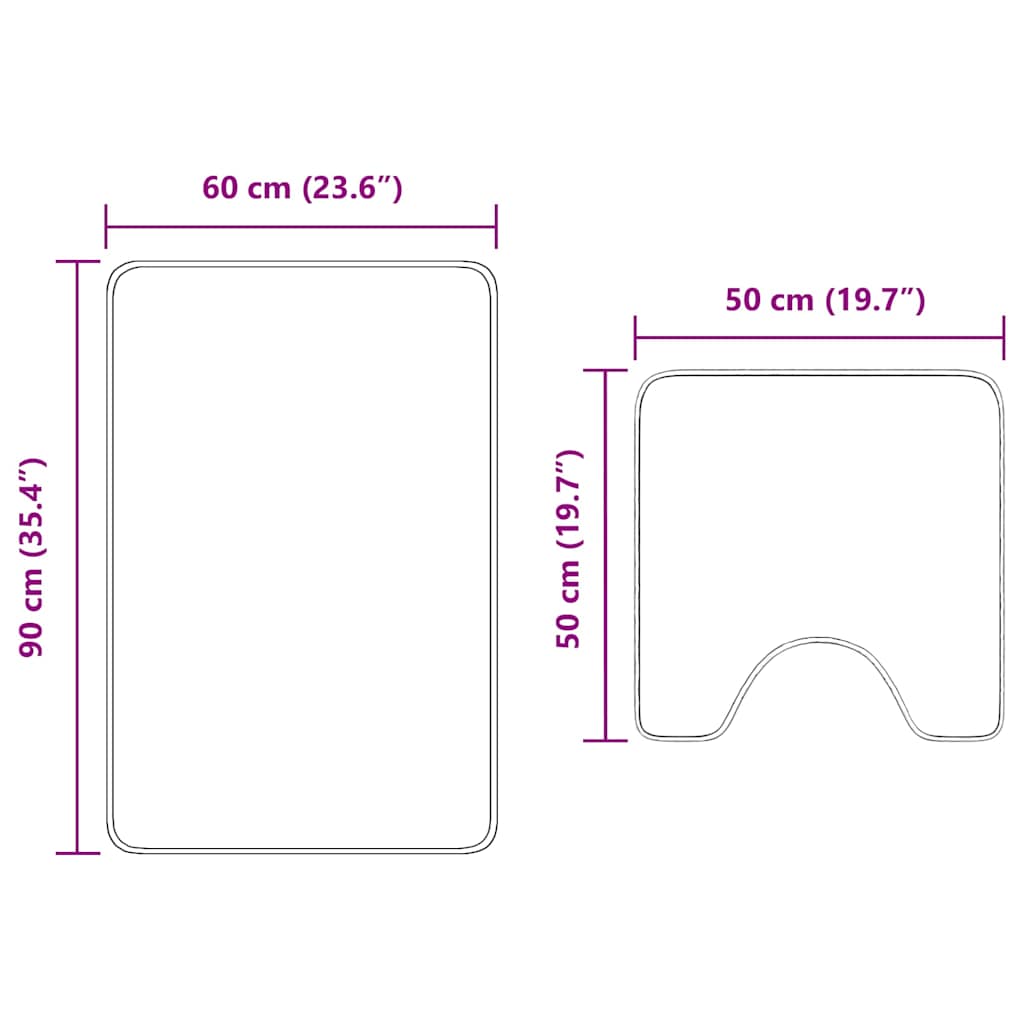 Conjunto de Tapetes de Banho Antiderrapantes 2 pcs Turquesa PP
