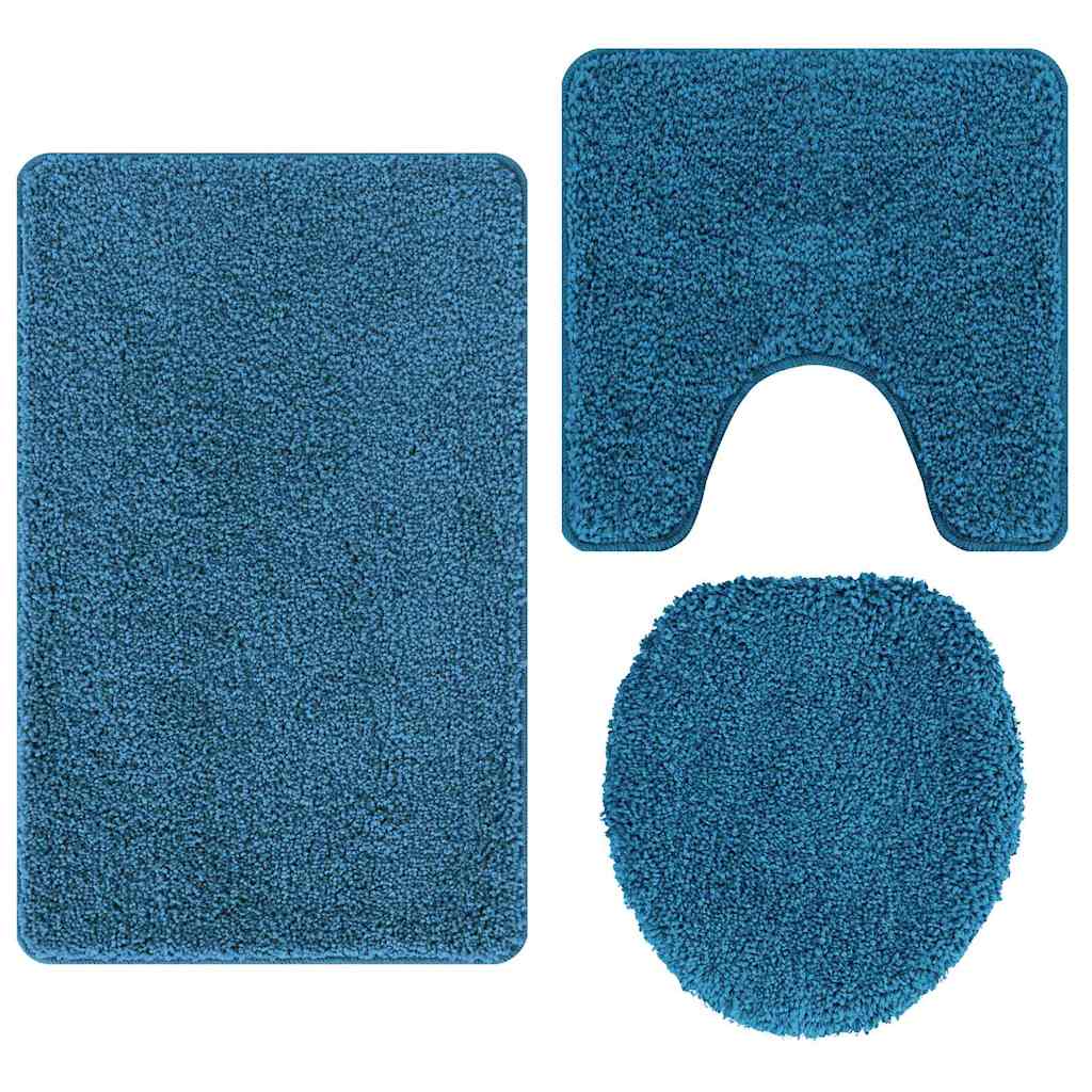 Conjunto de Tapetes de Banho Antiderrapantes 3 pcs Azul
