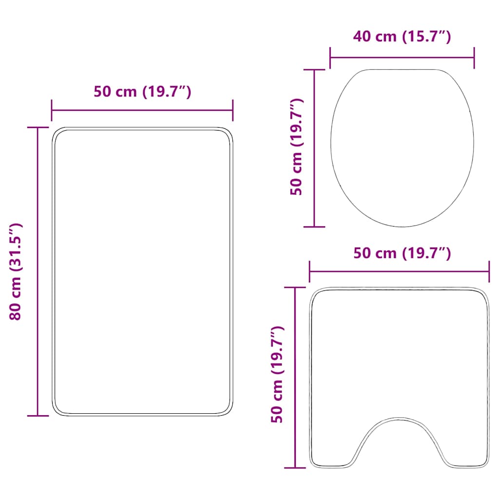 Conjunto de Tapetes de Banho Antiderrapantes 3 pcs Azul