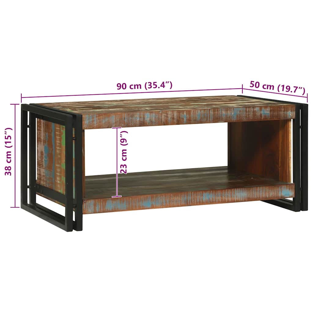 Mesa de centro 90 x 50 x 38 cm Madeira recuperada maciça