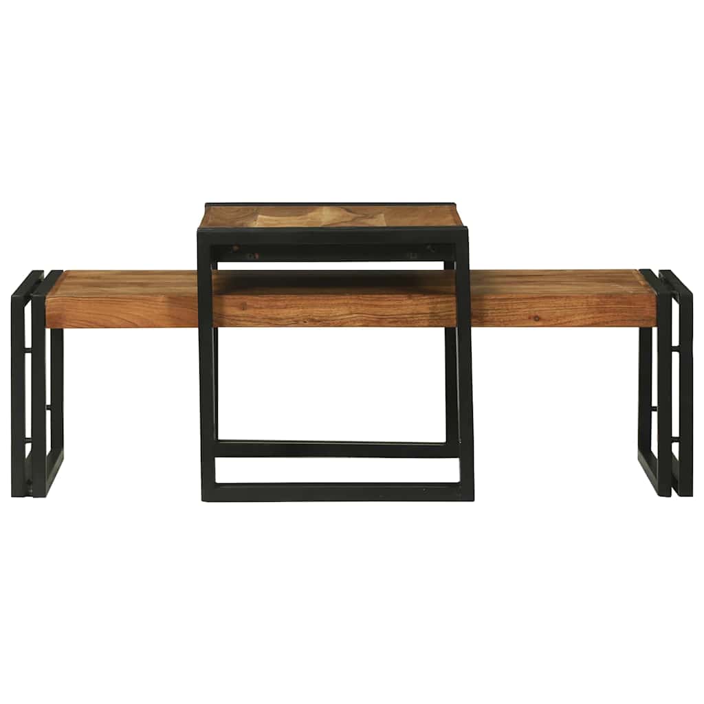 Mesa de centro 2 pcs Castanho Madeira de acácia maciça