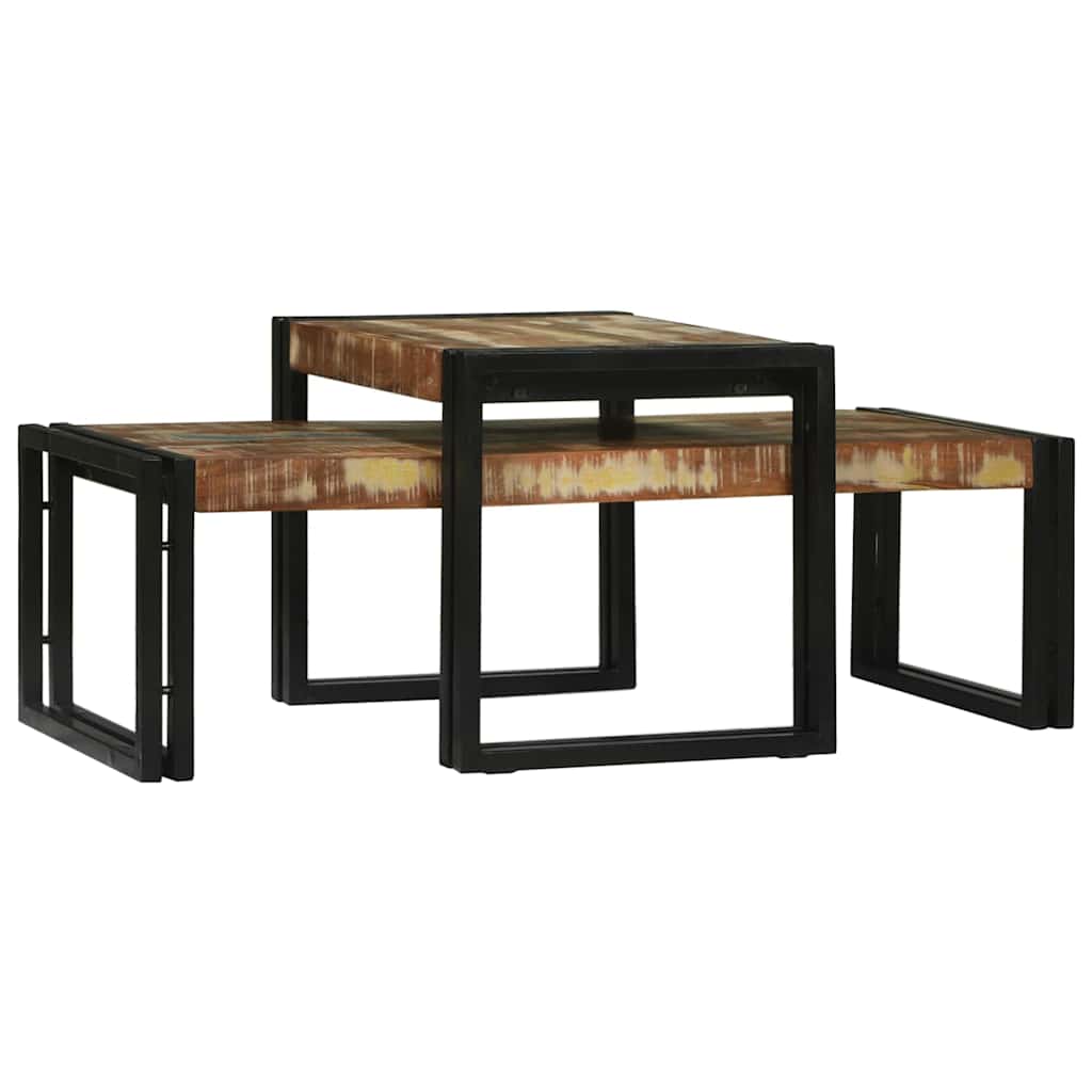 Mesa de centro 2 pcs Multicolor Madeira recuperada maciça